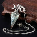 Three Phase Moon pendulum necklace with blue white stones and copper wire in resin - Aquamarine