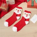 Thick coral fleece Christmas socks featuring a 3D Santa Claus design in festive red and white - Big Santa