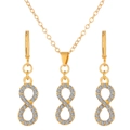Elegant gold finish infinity necklace and earrings jewelry set with sparkling rhinestones - Gold Infinity Symbol Style (3584)