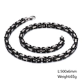 Collana bizantina in nero e argento 6mm in acciaio inossidabile con chiusura a moschettone - 18cm / 6mm Bicolore Nero