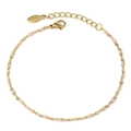 Bracelet minimaliste en acier inoxydable doré avec perles roses et fermoir mousqueton - Rose