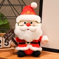 Simpatico Babbo Natale di peluche con occhiali dorati e targa Merry Christmas su legno - Con Cartello Buon Natale