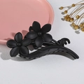 Matte black floral hair claw clip with double five-petal flower design for elegant hairstyling - 11CM Matte Black 01 (Two Flowers)
