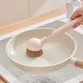 Long-handle kitchen dish brush with liquid dispenser and dense brown bristles 2-pack - Long Handle Rotating (2 Packs) / Creamy Yellow