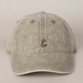 Vintage washed cotton baseball cap with metallic letter C in light khaki color - Beige