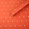 Red Christmas wrapping paper featuring gold tree patterns and a subtle glossy finish - 50*70CM / Christmas Tree - Red