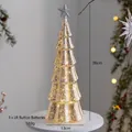 Golden glass Christmas tree with LED lights and silver star topper, 36cm height - Golden Mercury Star Top Glowing Style (9022)