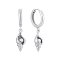 Orecchini a cerchio a forma di conchiglia in argento con perle stile minimalista - Argento