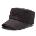 Berretto militare grigio antracite da uomo con ricamo SPORT nero in tela di cotone - Stile ricamo SPORT / Grigio SPORT