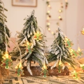 Festive LED string lights featuring green Christmas tree pendants in warm yellow glow - Christmas Tree / 3m 20-LED Battery+USB Remote