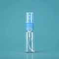 Clear plastic refillable perfume spray bottle with blue pump and matching blue cap - 20ml / Transparent Bottle Blue Spray