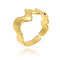 Polierter Wellenring aus Gold mit offenem, verstellbarem Design und Studio-Reflexion - Rippeltextur Offener Ring (J-1389) / Gold