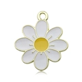Cartoon white daisy pendant with golden metal base and yellow floral center - Daisy / White