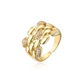 Luxurious 18K gold plated geometric open ring with micro-pave cubic zirconia settings - Adjustable Open / Gold