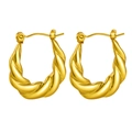 Polished gold-tone croissant hoop earrings featuring a classic twisted texture design - French Twist Croissant Spiral