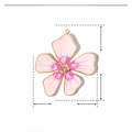 Detailed parameter chart for pink enamel flower pendant showing dimensions 32x37mm and 5.7g - Pink White Flower with Rhinestone (37x32mm)