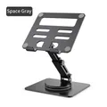 Supporto per tablet regolabile in alluminio grigio siderale con base rotante a 360 - Grigio Siderale (Supporto Rotante 360 Elevabile Pieghevole)