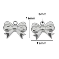 Silver stainless steel bow pendant charm variant with 12mm width and 15mm length - Style 12 / Steel