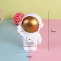 Astronaut cake topper in white with gold helmet salute pose, 7cm height decoration - Resin Gold Waving Astronaut