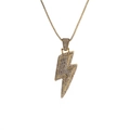 Modische goldene Blitz-Halskette mit funkelnden Kristallen an feiner Box-Kette - Voll Besetzter Blitz Anhänger / Box Kette