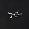Silver chemical molecule enamel pin badge for lab coats and bags, 4.0cm x 2.0cm size - Adrenaline Molecule