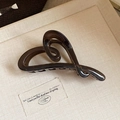 French style dark brown heart shaped acrylic hair claw clip with glossy finish - 12 Hair Claw - Gray Heart