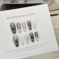Baroque Coffin Press-on Nails with Gray Marble Texture and Gold Wire Details - Extra Small (XS) / Premium Ins Popular Baroque Style