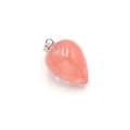 Natural pink crystal teardrop pendant necklace with polished surface and metal clasp - Watermelon Red (Synthetic)