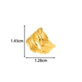 Adjustable golden feather open ring with detailed engraving, dimensions 1.43cm by 1.28cm - Feather Shape (2626-1#) / Gold
