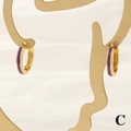Detail of 18K gold hoop earring with purple enamel on a minimalist display stand - 3*15mm / Purple