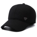 Schwarze Winter-Baseballkappe für Herren mit Ohrenschutz aus Twill-Stoff und Metall-Logo - Schwarz Mit Dreieck-Etikett