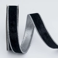 Premium black velvet ribbon with silver metallic edges for Christmas gift wrapping - 2.5cm*10 Yards / Black with Silver Back