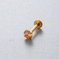 Titanium piercing jewelry with internal thread and champagne zircon in golden finish - Gold-Champagne Zircon