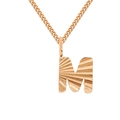 Roségoldene 2mm Panzerkette Halskette mit strukturiertem Buchstaben-M-Anhänger - Gold (M)