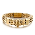 Men's hip-hop gold skull bracelet with heavy industrial mechanical chain link design - Gold (KB147533-KFC)