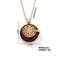 Golden necklace with a multi-color faceted crystal pendant featuring a gold starburst design - Green Blue Rose Gradient Compass (N00921-81)