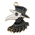 Gotischer Pestdoktor-Maskenanhänger in Schwarz-Weiß-Emaille mit Goldmetall-Finish - Pestdoktor Krähe Stil A