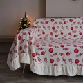 Weihnachtlicher Sofa-Überwurf mit festlichem Druck und eleganter Volant-Verzierung - 180*180 / Rote Süßigkeiten Mit Volant