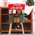 Christmas chair cover featuring 3D reindeer doll with Merry Christmas embroidery - 3D Linen Reindeer Chair Cover