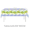 Lemon and blue tile pattern rectangular tablecloth for summer party, 108x180cm size - Tablecloth 1PCS 108*180CM