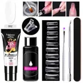 Kit per extension unghie in polygel da 7 pezzi con soluzione slip e strumenti manicure - Bianco (PGP002)
