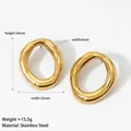 Minimalist gold hollow irregular oval stainless steel earrings measuring 34mm by 30mm - Gold Style (D3117)