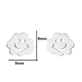 Silver smiling cloud stud earrings in polished metal finish measuring 9mm by 8mm - Cloud / Steel