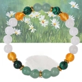 Bracciale di aprile con malachite e quarzo naturale con distanziatori dorati - Aprile