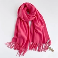 Sciarpa rosa fucsia in finto cashmere con nappe e trama morbida per l'inverno - Rosa Fucsia