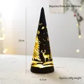 Black cone Christmas tree lamp with golden forest deer cutout and festive lights - Black Cone