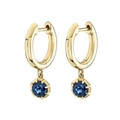 Orecchini a cerchio in oro lucido con pendenti in zircone blu a taglio rotondo - Blu