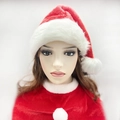 Set festivo cappello di Babbo Natale in velluto rosso e scialle di peluche su busto - Cappello di Natale