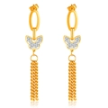 Elegante goldene Schmetterlingsohrringe mit Quasten und weißen Zirkonia für Damen - Strass Schmetterling Quaste Stil (GE921)