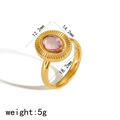 Gold oval pink zircon ring with vintage sunburst texture and detailed dimensions - Size 8 / Sunburst Light Pink Zirconia Ring (TR4289-PK-8) / 18K Gold / Light Pink